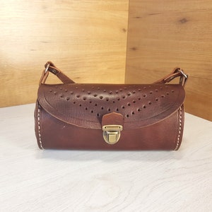 Brown leather bag, Vintage leather bag, Intage genuine leather bag, Leather bag, Womens bag, Old leather bag, Ladies bag from 60s