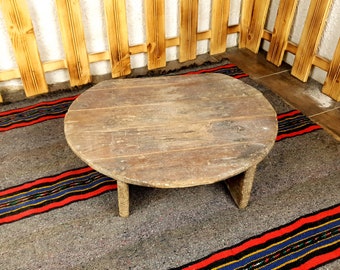 Handmade table, Antique furniture, Antique table, Ottoman table, Wood table, Vintage table, Round table, Farmhouse decor, Rustic decor