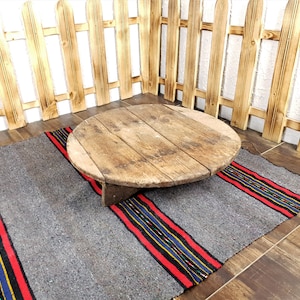 Antiker Tisch, osmanischer Tisch, antike Möbel, Holztisch, Vintage Tisch, runder Tisch, Bauernhausdekor, rustikales Dekor, handgefertigter Tisch