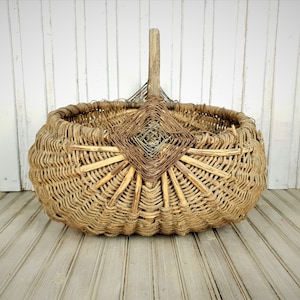 Cesta grande, Cesta hecha a mano, Cesta, Cesta de mimbre vintage, Cesta de mimbre para pescado, Cesta de comestibles, Cesta tejida a mano, Decoración de la villa