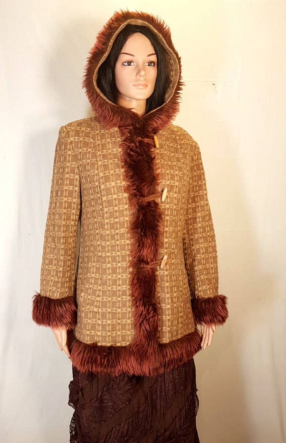 Vintage womens coat, Retro womens coat, Brown coa… - image 6