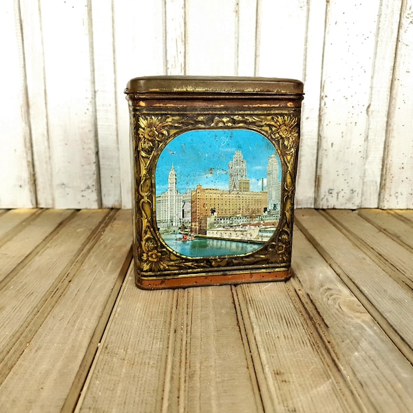 Ancient Tea Tin Box Etsy