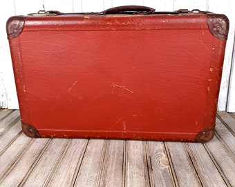 Vintage suitcase, Old suitcase, Cardboard suitcase, Brown suitcase, Travel suitcase, Vintage luggage, Big suitcase, Antique suitcase