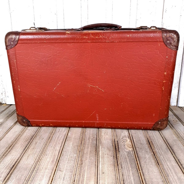 Vintage suitcase, Old suitcase, Cardboard suitcase, Brown suitcase, Travel suitcase, Vintage luggage, Big suitcase, Antique suitcase