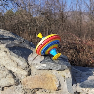 Vintage toy top, Metal toy top, Spinning top, Big spinning top, Old toy, Tin spinning top, Whirligig, Toy top, Retro decoration, Child gift