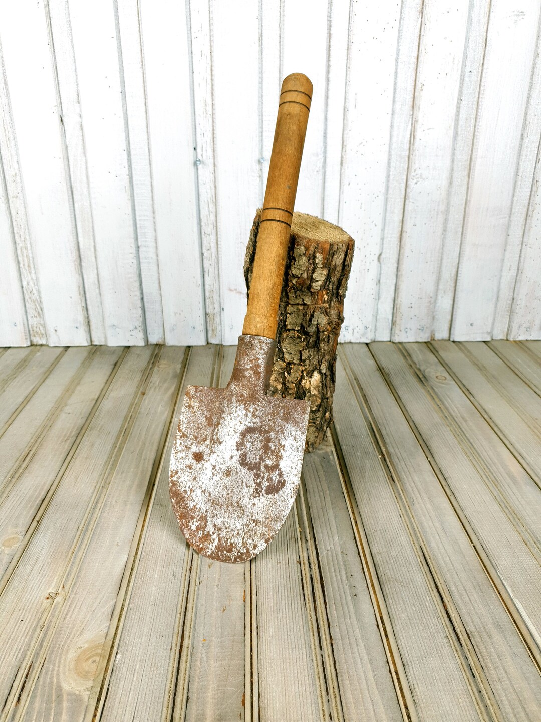 Vintage Army Shovel, Old Military Shovel, Wooden Handle, Metal Tool
