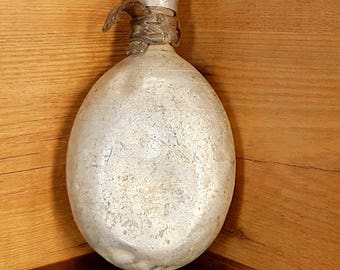 Vintage 1930s Aluminum Military Flask: Camping Decor