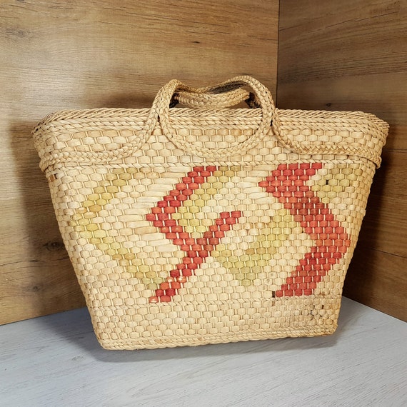 Rattan purse bag, Vintage rattan bag, Old rattan b
