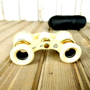 Small russian theater binoculars, Vintage theater binoculars, Opera binoculars, Cased binoculars USSR, Binoculars with original leather case