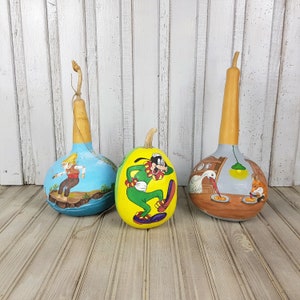 Ręcznie malowane Calabash, Calabash suszona Gurda, Wielka dynia, Vintage Calabash, sztuka ludowa pamiątka, wystrój domu, Handmade, suszona Gurda, 3 zestaw