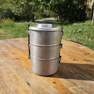 Vintage Aluminium Essensbehälter: 3er Set Antike Lunchboxen