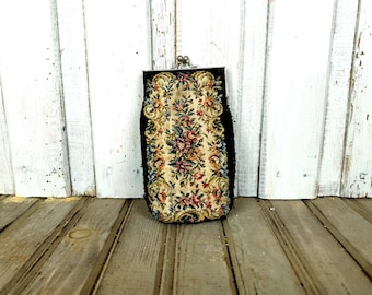 Vintage portemonnee met geborduurde bloemen - portemonnee Tapestry