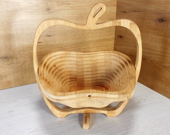 Vintage Collapsible Wooden Basket: Folding Kitchen Decor