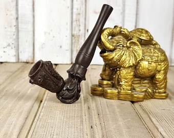 Pipa de tabaco vintage Filter King de madera con cabeza tallada, regalo para tabaquera