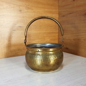 Vintage copper pot, With copper handle, Copper cauldron, Copper home decor, Copper kitchen decor, French kitchen decor, Cookware
