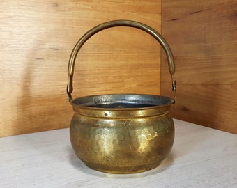 Vintage copper pot, With copper handle, Copper cauldron, Copper home decor, Copper kitchen decor, French kitchen decor, Cookware
