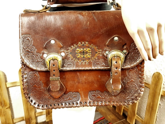 Brown leather bag, Leather bag, Vintage leather ba