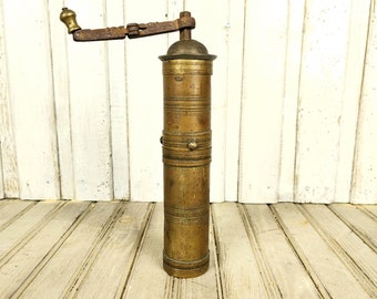 Antique Brass Turkish Coffee Grinder - 1900s Ottoman Mill