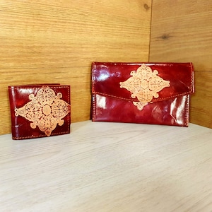 Bolsos grandes y pequeños, Bolso de cuero, Bolsa de cuero vintage de la década de 1970, Bolso viejo, Monedero rojo, Bolso de cuero para damas, Bolso vintage
