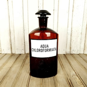 Pharmacy bottle, Vintage bottle apothecary, Large glass bottle pharmacist brown antique, Bottle with stopper, Big bottle for pharmacy