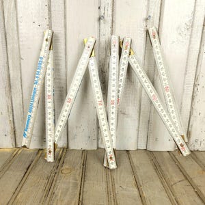 Vintage houten fourniturenmeter, oude vouwmeter, vintage maat, vintage zakliniaal, pliant en bois meter