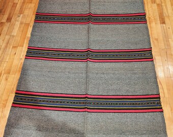 Vintage Handwoven Wool Rug: Colorful Bulgarian Farmhouse Decor (80x46 inches)