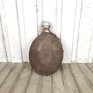 Vintage canvas flask, Old canvas flask, Vintage flask, Old aluminum flask, Military flask, Army flask, Soldier bowler