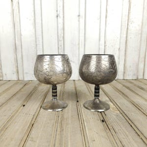 Copper cups, Vintage copper cups 1950&#39;s, Copper kitchen decor, Old copper service, Copper hand-painted, Footed cups, Copper goblets
