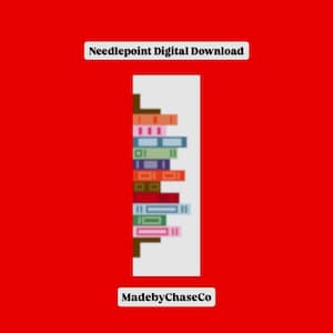 Bookshelf Bookmark - Needlepoint Digital Download 18 count mesh