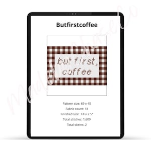 Men först, kaffe Needlepoint Digital Download 18 Mesh