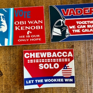 Autocollants de signe de campagne Star Wars - Vader, Obi-Wan, Chewbacca
