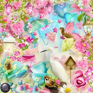 Kit de Scrapbook Digital Summer Day com 50% de desconto - Kit de Scrapbook Digital