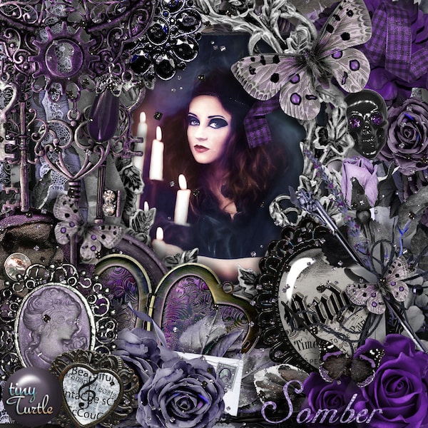 50% Digitales Scrapbooking Kit Somber - Digitales Scrap Kit