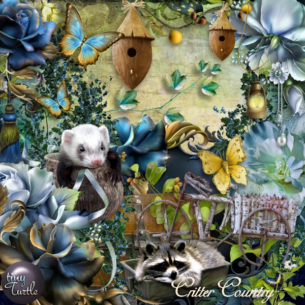 On Sale 50% Digital Scrapbooking Kit Critter Country - Digital Scrap Kit