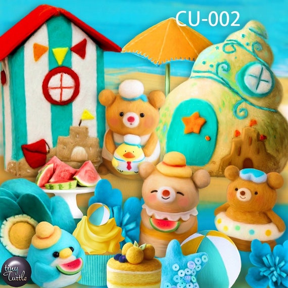 Teddy Bear Beach Clipart Commercial Use Ok Graphics - Etsy