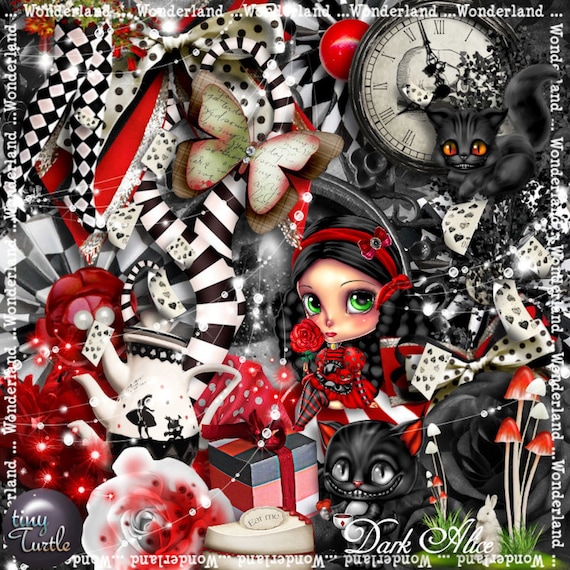 Download En Venta 50 Digital Scrapbooking Kit Dark Alice Digital Etsy