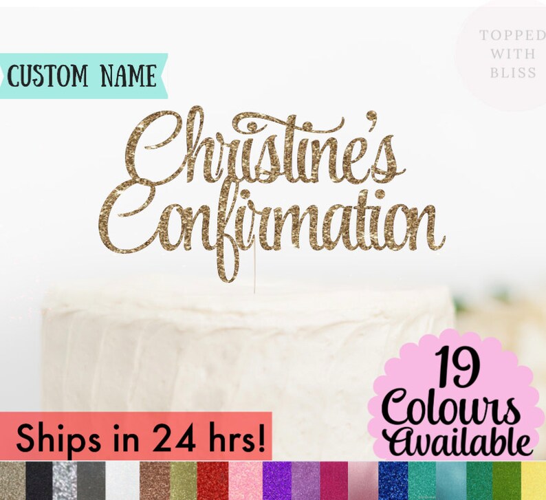 Confirmation Cake Topper God Bless Cake Topper Custom God Bless Cake Topper Glitter Cake Topper Cake Topper Personalized Cake Topper