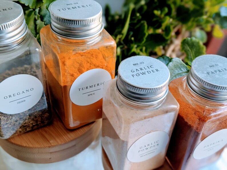1.5 inch Clear Spice Jar Lid Labels Custom Standard Etsy