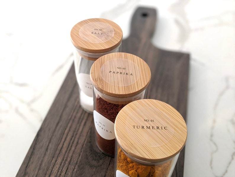 1.5 inch CLEAR Spice Jar Lid Labels Custom Standard | Etsy