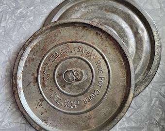 Tapas de olla vintage Ekco con anillo de seguridad de metal, de 8" a 9".