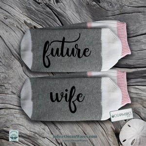 Future Wife, Future, Wifey, Future Mrs, Bride Gifts, Engagement Gifts, SUPER SOFT Novelty Word Socks.