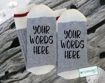 Custom Words, your words here, personalized, SUPER SOFT Novelty Word Socks,