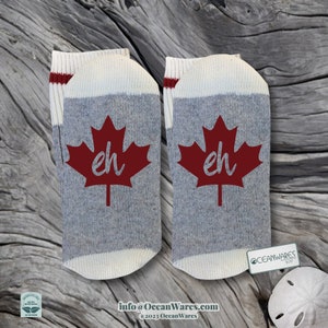 Canadian EH! canadian Maple Leaf, SUPER SOFT Novelty Word Socks.