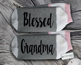 Blessed Grandma, SUPER SOFT Novelty Word Socks.