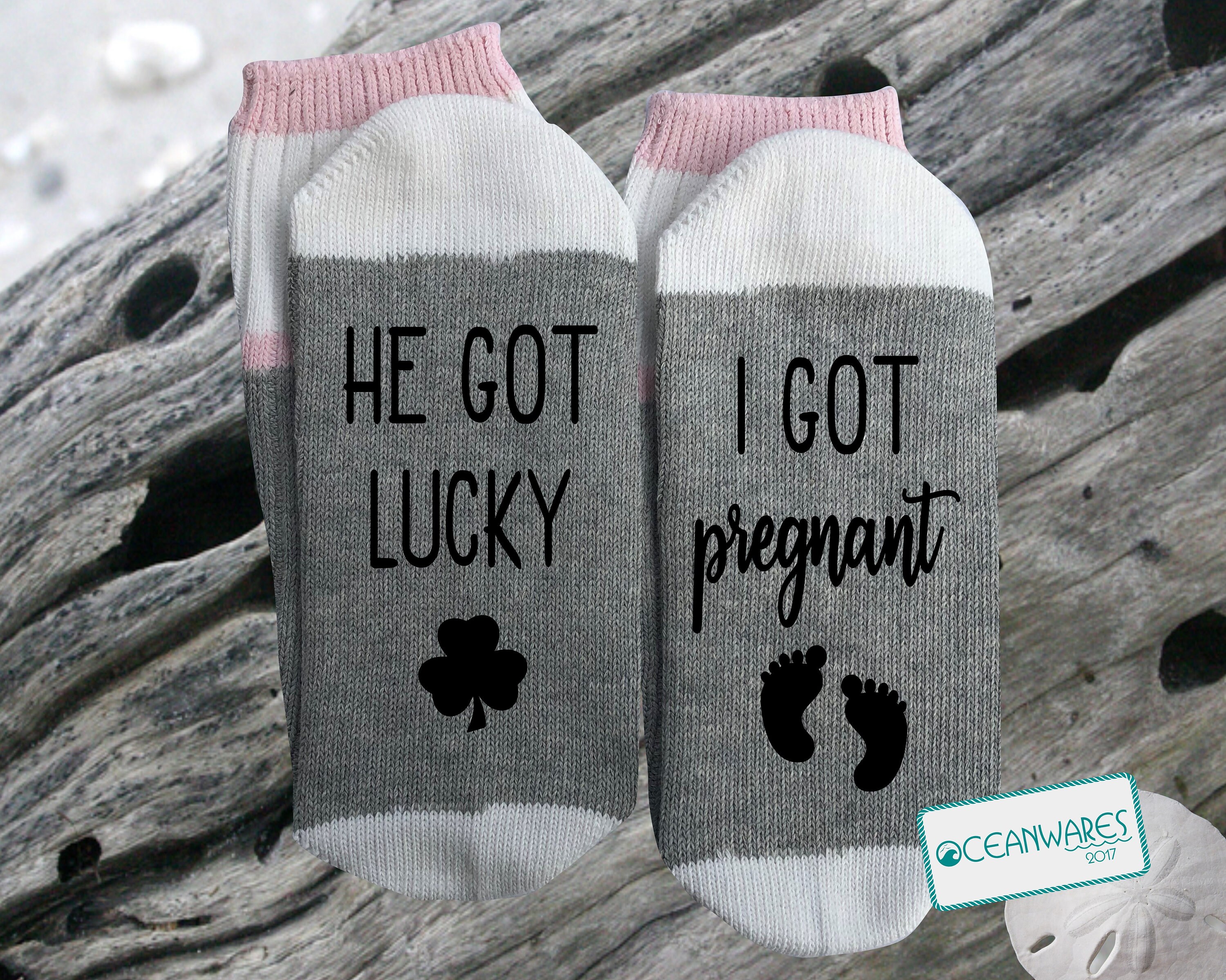 Funny Pregnancy Socks He got lucky I got pregnant SUPER Etsy.de
