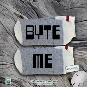 Byte Me, SUPER SOFT Novelty Word Socks.