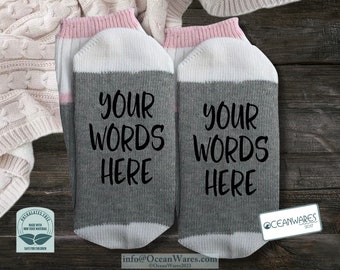 Personalized Socks, Custom Words, your words here, SUPER SOFT Novelty Word Socks,