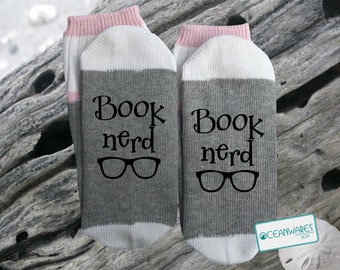 Book Nerd, Reading Love, SUPER SOFT Novelty Word Socks.