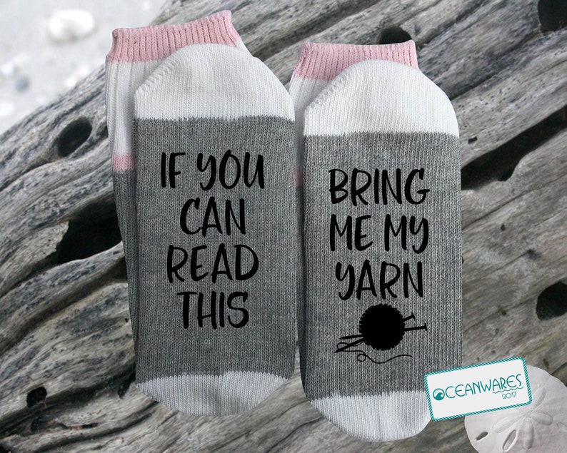 Knitting Gift, Bring me my yarn, SUPER SOFT Novelty Word Socks. image 1