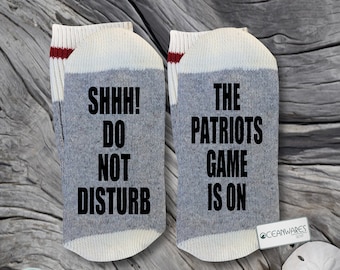 Patriots Game is on, SUPER SOFT Novelty Word Socks